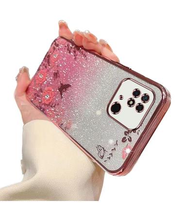 Tivenfezk nadoli glitter diamond case for xiaomi redmi 10c sparkle flower butterfly cell phone shell soft slope cover frame glossy silicone rhinea