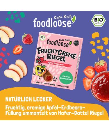 Foodlose Cool Kids Bio-Frucht Cream Bars - Apple Strawberry (10 x 3 Bars) | Vegan Gluten-Free Delicious Date Fruit Bars | No Added Sugar - Buy Online on SooperMarket.com