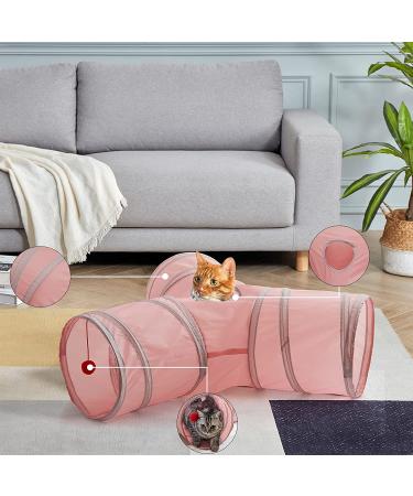 SunStyle Home 3-Way Cat Tunnel Toy with Peek Hole and Ball - Pink - Buy Online on SooperMarket.com