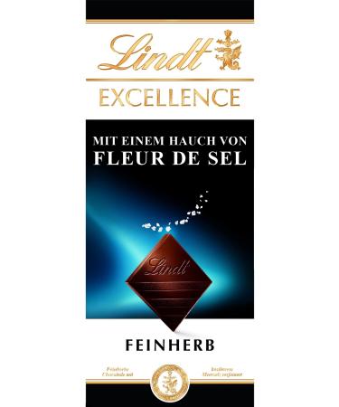 Lindt Excellence Dark Chocolate Dark with Sea Salt Intense Cocoa Flavour Dark 100 g (Pack of 1) Fleur de Sel