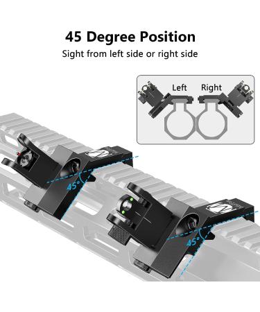 MidTen R2 45 Degree Offset Flip Up Iron Sight Set for Picatinny Rail - Buy Online on SooperMarket.com