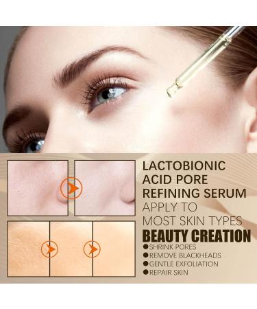 Lactobionic Acid Pore Refining Serum - Shrink Pores Remove Blackheads Reduce Fine Lines & Wrinkles - Anti-Aging Facial Essence 30ml for All Skin Types - Buy Online on SooperMarket.com
