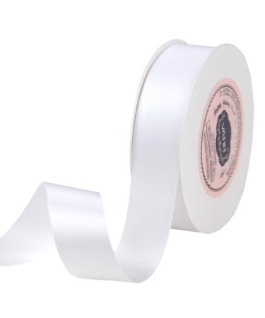 VATIN 1 inch Double Faced Polyester Satin Ribbon White -Continuous 25 Yard Spool Perfect for Wedding Wreath Baby Shower Packing and Other Projects. 1 X 25 Yards White