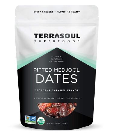 Terrasoul Superfoods Organic Pitted Medjool Dates 1.5 Lbs - Pits Removed  Soft Chewy Texture  Sweet Caramel Taste