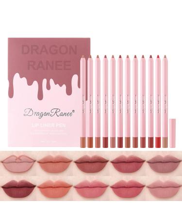 Gireatick 12 Colors High Pigmented Smooth Lip Liner Set  Long Lasting Fade Resistant Lip Pencil  Smudge-proof & Waterproof Red Nude Matte Velvet Lipstick Pen  Professional Lip Liner Set