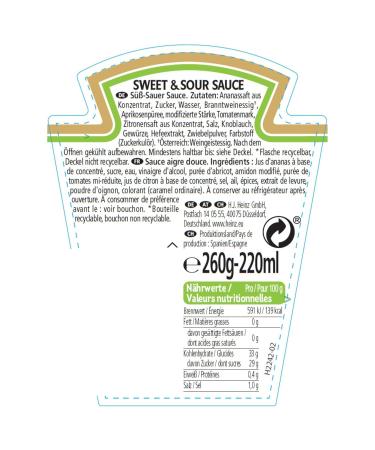 Heinz Sweet & Sour Sauce 3-Pack (3x220ml) - Buy Online | International Shipping Available - Buy Online on SooperMarket.com