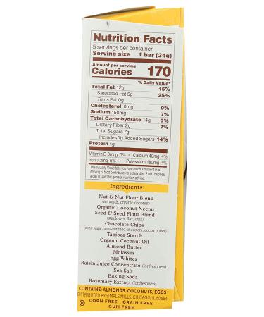 Simple Mills Dark Chocolate Almond Soft Baked Bars - 6oz | Organic & Gluten-Free Snack - Buy Online on SooperMarket.com