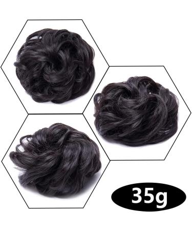 Dark Brown Updo Hairpiece Scrunchie 35g | Ribbon Ponytail Extensions Wavy Curly Messy Bun Chignon | Hair Piece for Stylish Looks - Buy Online on SooperMarket.com