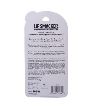 Lip Smacker Flavored Lip Balm & Pink Lanyard Set - Strawberry, Cotton Candy, Watermelon, Oatmeal Cookie - Kids Stocking Stuffer & Christmas Gift - Set of 4 - Buy Online on SooperMarket.com