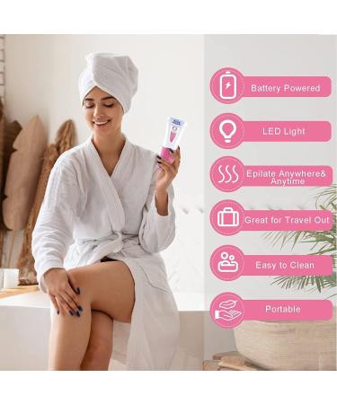 Portable Smooth Glide Epilator for Women - Cordless Electric Facial Hair Removal and Peach Fuzz Remover for Bikini, Face, Arms, Legs, Armpits - Gentle and Sensitive Skin Care - Buy Online on SooperMarket.com