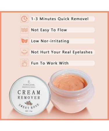 Eyelash Extensions Remover Cream 30g | Low Irritation Fast Action Adhesive Remover for Sensitive Eyes - Sweet Rose - Buy Online on SooperMarket.com