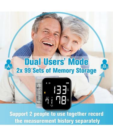 Wrist Blood Pressure Monitor - Digital BP Cuff, Automatic Machine, 90X2 Reading Memory, Large Tri-Backlit Screen, Rechargeable, Pulse Rate Monitoring, for Home Use - Black - Buy Online on SooperMarket.com