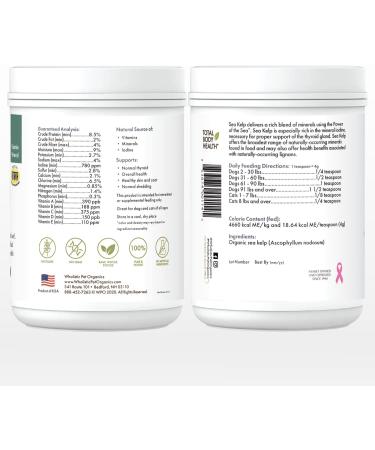 Organic Wholistic Pet Organics Sea Kelp Powder for Dogs - Promotes Healthy Teeth, Thyroid Function, Skin & Coat - Rich in Iodine, Iron, Calcium & Antioxidants - 1 lb - Buy Online on SooperMarket.com