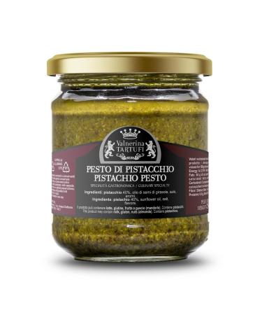 Valnerina Tartufi Pistachio Pesto | Bruschette and Starter Saucet Ready Pasta Seasoning Sauce | Gastronomic Specialty | 180 gr jar.