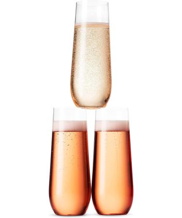36 Pack Stemless Plastic Champagne Flutes - 9 Oz Clear Toasting Glasses | Shatterproof, Recyclable, BPA-Free - Munfix - Buy Online on SooperMarket.com