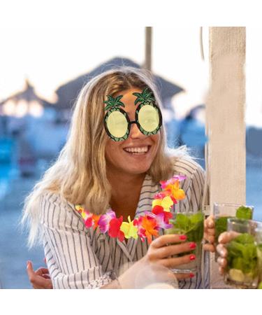 GALPADA 1 Set Pineapple Sunglasses and Hawaiian Leis Set Luau Flower Leis Necklace Headbands and Wristbands for Tropical Hawaiian Beach Party Decorations Birthday Party Favors - Buy Online on SooperMarket.com