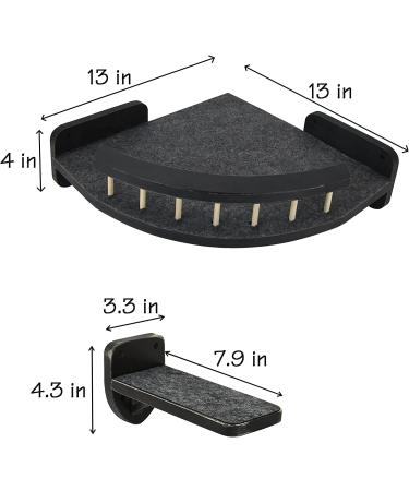 Cat Hammock with 3 Steps - Wall Mounted Cat Climbing Shelf & Scratching Post - Indoor Cat Shelves and Perches - Plush Covered - Black - Buy Online on SooperMarket.com