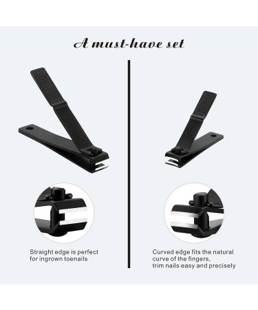 Tomata Ultra Sharp Nail Clippers Set for Thick Nails - Fingernail and Ingrown Toenail Cutter with File (Black) | Precision Nail Care Tool - Buy Online on SooperMarket.com