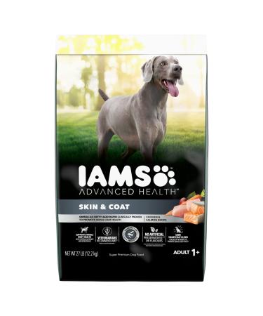 IAMS ADVANCED HEALTH Dog Food Dry SKIN & COAT Adult Chicken & Salmon Recipe 12.2kg Bag 12.25 kg (Pack of 1)