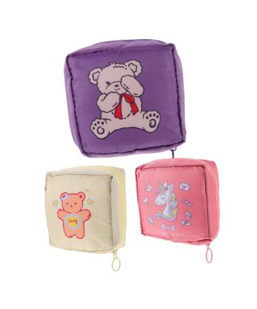 KALLORY Travel Toiletry Bag 3pcs Cute Large-capacity Aunt Towel Storage Bag Travel Organizer Bags Tote Organizer Nylon Cartoon Tampon Bag Tampon Storage Bag Coin Pouch Mini Menstrual Pad