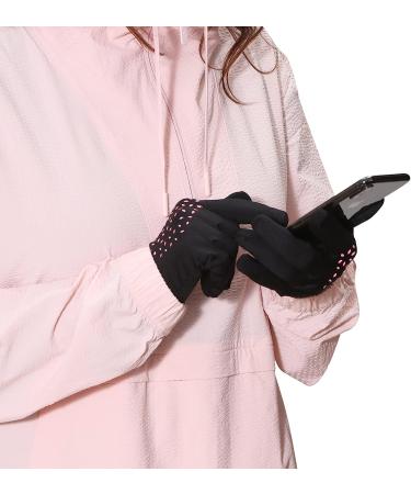 TrailHeads Women's Running Gloves - Lightweight Touchscreen Gloves | Black/Pink Reflective - Size Small - Buy Online on SooperMarket.com