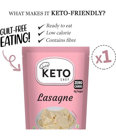 Keto Chef Vegan Lasagne Pasta Sheets 270g - Zero Carb Konjac Shirataki, Free-From Flour, Paleo & Low Calorie - Ready to Eat - Buy Online on SooperMarket.com