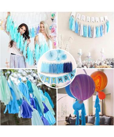Binpeng 9.8in Blue Tissue Paper Tassel DIY Hanging Decorations - 20PCS 25cm Blue Garland for Party, Wedding, Baby Shower - Buy Online on SooperMarket.com