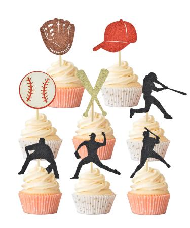 32PCS Baseball Cupcake Toppers Birthday Sport Theme Baby Shower Kids Birthday Party Cake Decorations Supplies Style 1