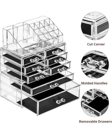 DreamGenius 3-Piece Acrylic Makeup Organizer Set with 8 Drawers - Stackable Vanity and Bathroom Cosmetic Storage - Buy Online on SooperMarket.com