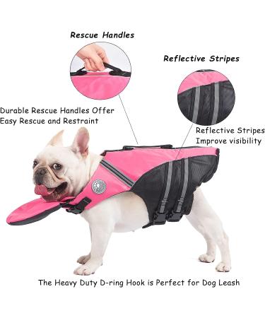 French Bulldog Life Jacket - Professional Dog Safety Vest for Swimming | Superior Buoyancy & Rescue Handle | Cute Pink | Chest Girth 17-30, Weight 17-28LB - Buy Online on SooperMarket.com