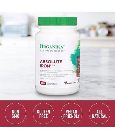 Organika Absolute Iron- Iron Bisglycinate- High Availability Gentle on Stomach Boost Iron Levels- Beneficial for Women and Vegetarians- 120vcaps - Buy Online on SooperMarket.com