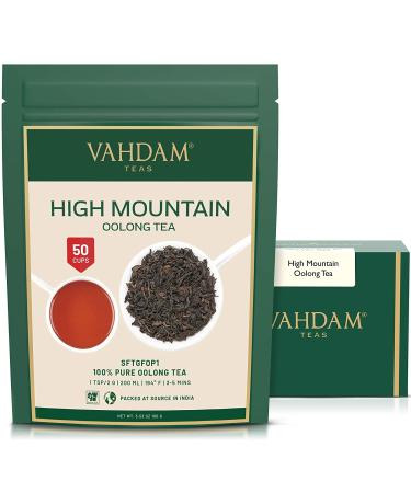VAHDAM, High Mountain Oolong Tea Leaves from Himalayas (100g/3.53oz) 50 Cups | Strong & Robust Oolong Tea | Brew Hot, Iced, Kombucha Tea | Loose Leaf Tea oolong 50 Count (Pack of 1)