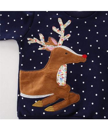 Little Hand Baby Girls Christmas Sweatshirt | Cute Xmas Jumper for Toddlers | Reindeer/Navy Blue | Age 1-8 Years - Buy Online on SooperMarket.com