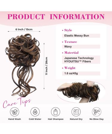 REECHO Tousled Updo Messy Bun Hair Piece for Women - Chocolate Brown with Highlights - Buy Online on SooperMarket.com