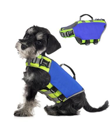 VavoPaw Dog Life Jacket, Life Jacket for Dogs with High Buoyancy Rescue Handle, Adjustable Ripstop Safety Vest Float Lifesaver Vest Reflective Stripes for Swimming Boating Dogs, Small Size, Dark Blue Small Indigo