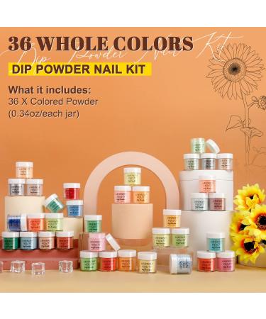 Lavender Violets 36 Colors Dip Nails Powder Starter Kit - Glitter Dipping Nail Powder Set for Beginners and Professionals - Blue, Green, Pink, Red, Purple - All Seasons DIY Manicure M955 - Buy Online on SooperMarket.com