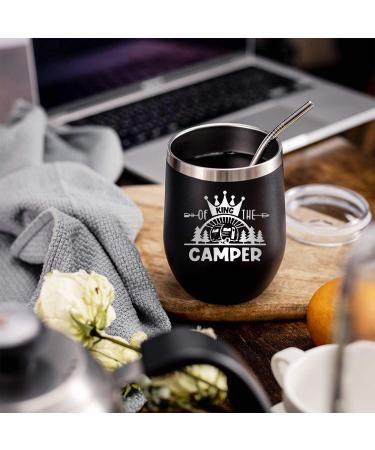 Coolertaste King Of The Camper Wine Tumbler - 12oz Happy Camper Gift for Campers Outdoors - RV Hiking Camping Coffee Mug - Buy Online on SooperMarket.com