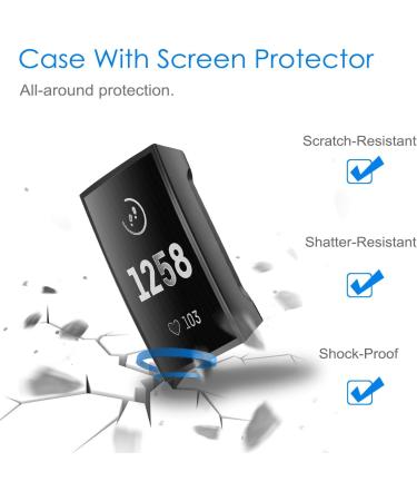 Fintie 3 Pack Screen Protector & Case for Fitbit Charge 3 - Full Protective Bumper Shell in Black, Clear, Silver - Buy Online on SooperMarket.com