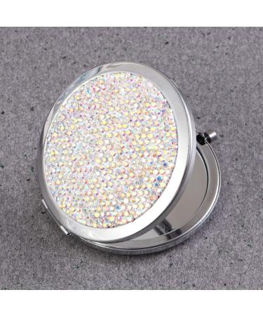 Lurrose Travel Wallet Bling Compact Mirror Round Folding Mirror Double- sided Cosmetic Mirror Portable Pocket Mirror Rhinestone Mirror for Travel and Home Use (Colorful White) Travel Mirror - Buy Online on SooperMarket.com