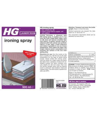 HG Ironing Spray 500ml - Creaseless Ironing and Wrinkle Release Solution for All Fabrics - Fresh Fragrance - Easy Ironing and Pressing - 461050106 - Buy Online on SooperMarket.com