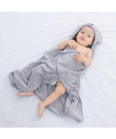 Hilmocho Baby Bath Towel with Hood | Ultra Soft Coral Velvet | 110x68CM Grey - Buy Online on SooperMarket.com