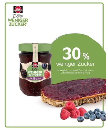 Schwartau Extra Less Sugar Forest Fruit Spread 300g - Sugar-Reduced Jam for Healthier Snacking | International Shipping Available - Buy Online on SooperMarket.com