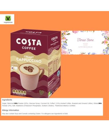 Temas Costa Coffee Instant Coffee Sachets Bundled With Reusable Coffee Cup Sleeves & Coffee Stirrers | Creamy Cappuccino | Coffee Gifts (Creamy Cappuccino) - Buy Online on SooperMarket.com