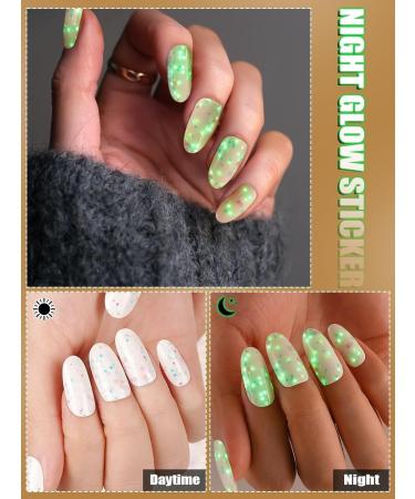 Kalolary 20PCS Luminous Glitter Gel Nail Polish Strips - Glow in The Dark Adhesive Nail Art Sticker Set - Waterproof Full Wrap Gel Nail Wrap Stickers - with Nail File and Stick - Pure White - Buy Online on SooperMarket.com