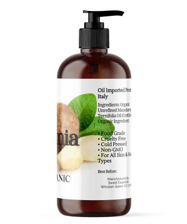 Sweet Essentials Organic Macadamia Nut Oil 16oz | 100% Pure Food Grade | Imported from Italy | Natural Relief for Dry Skin Eczema & Dermatitis - Buy Online on SooperMarket.com