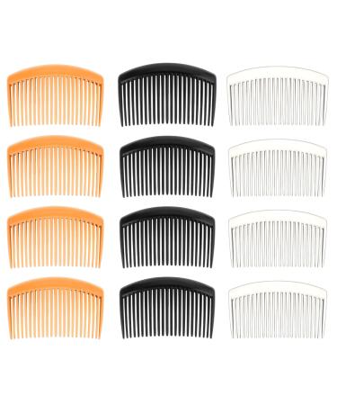 12 Pieces French Side Comb 23 Teeth French Twist Hair Comb Vintage Plastic Side Combs Hair Comb Clips With Teeth Hair Combs for Women Accessories Decorative Hair Styling Comb for Fine Hair 3 Colors