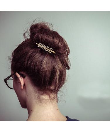 Bride Hair Clips - 2 Pcs Gold & Silver Rhinestone Letter Bobby Pins - Buy Online on SooperMarket.com
