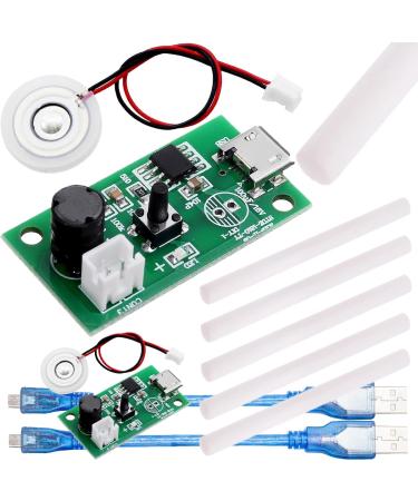 DAOKAI 2 pcs Micro USB Humidifier Module Atomization Disc 5V Module 108KHz 2W 20mm Ultrasonic Atomizer DIY Humidifier with Micro to USB cable cotton swab