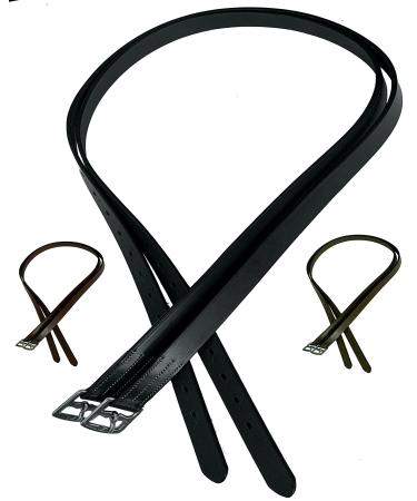 Majestic Ally Genuine Leather English Stirrup Leathers (Pack of 2) 48 Inch Black