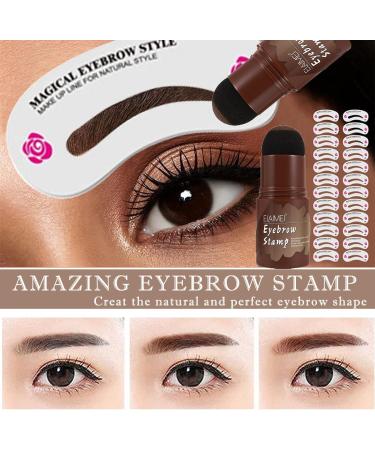 Waterproof Eyebrow Stamp Stencil Kit - 24 Stencils, Brush, Trimmer (Dark Brown) - Buy Online on SooperMarket.com